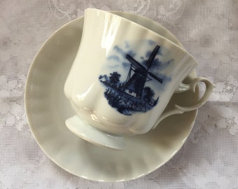 Delft blue teacup and saucer