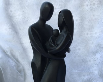 Couple with A Baby Sculpture collectible Modern art  Les Cadeaux Elby Gifts Art Deco Statue Figurine