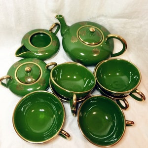 Lacchi Gualdo Tadino earthenware 6 person complete Coffee or tea set ,made in Italy 9 pcs image 1