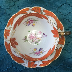 Royal Albert Crown China pomarańczowa filiżanka i spodek w kolorze różowej róży