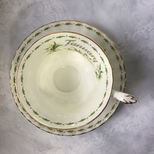 Royal Albert Flower of the Month January Snowdrops fine bone china Tea cup with Saucer