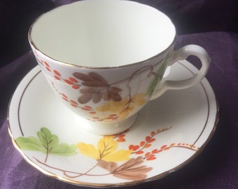 Delphine  Collectible    Hand painted   Gift   Floral    Teacup and saucer