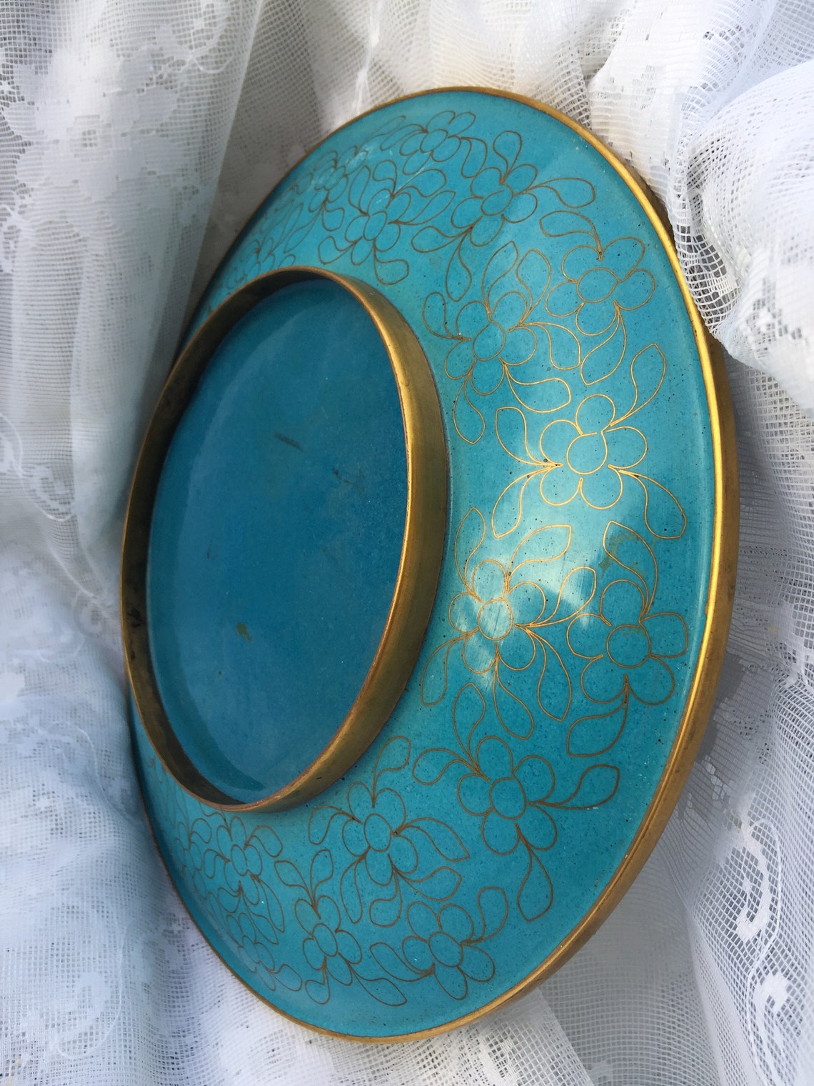 Antique Chinese CLOISONNE Enamel 9 Plate or Charger Etsy