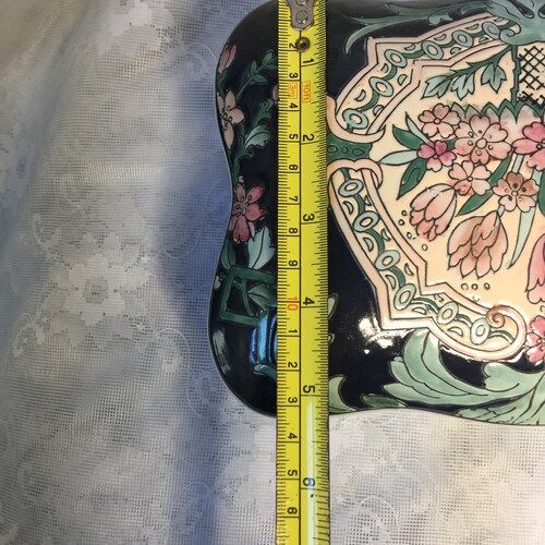Large chinoiserie floral shops trinket porcelain box storage organization jewelry box