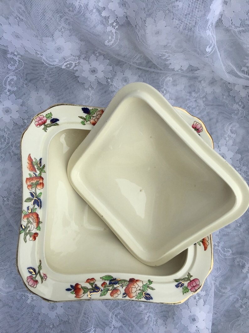Antique S. Hancock & Sons Opaque China Indian Tree Square Tureen Etsy