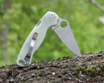 Navaja plegable Spyderco Style CPM S30V | Cierre con llave | Camping, caza, uso militar | Mango: G10 duradero en color Nephritis