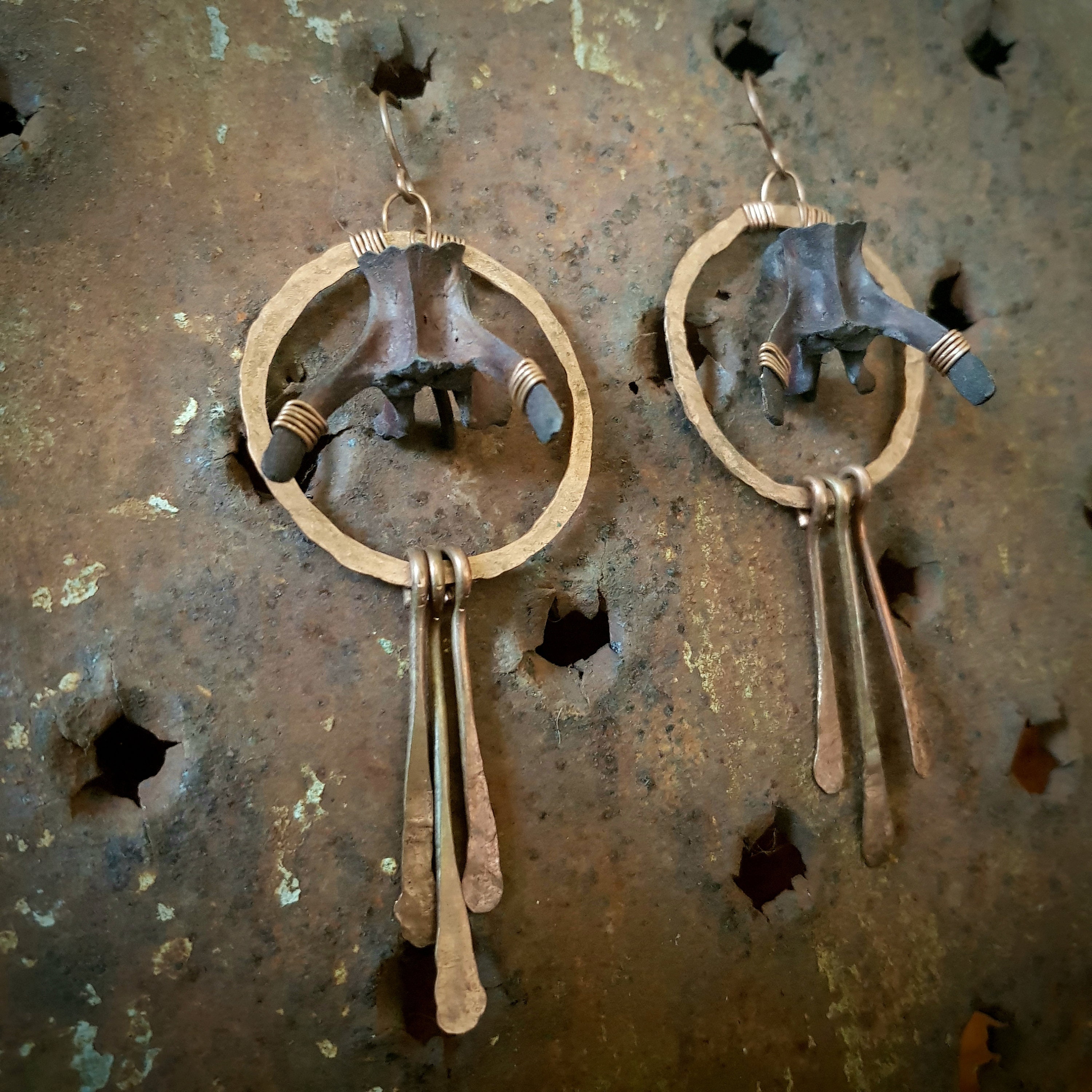 Bone and Copper Ear Hangers Etsy