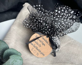 Gastgeschenk Hochzeit, Hochzeitsmandeln, black Wedding  personalisiert
