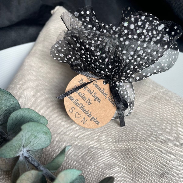 Wedding guest gift, wedding almonds, black wedding personalized