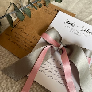 Autoschleifenkarten, Glücksschleifenkarten für die Hochzeit, Gastgeschenk