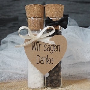 Gastgeschenk Hochzeit, Salz und Pfeffer, Reagenzglas, Personalisiert