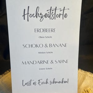 Karte für Hochzeitstorte, Hochzeitsschilder, schlichte Karte, Beschilderung für Hochzeitstorte Beschilderung