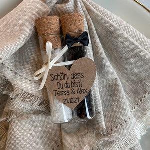 Wedding favor, salt and pepper, test tube, personalized -> please specify when ordering