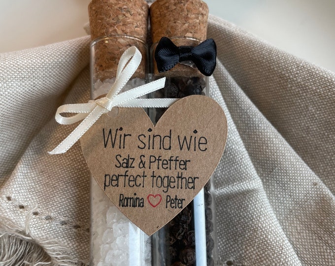 Gastgeschenk Hochzeit Salz und Pfeffer personalisiertes Etikett Etsy.de