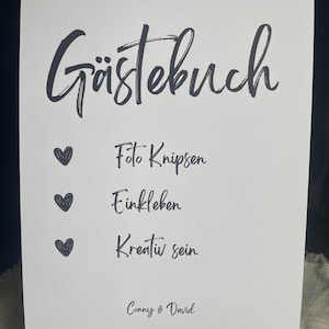 Karte für Gästebuch, Hochzeitsschilder, schlichte Karte Gästebuch Beschilderung für Hochzeiten, Gästebuch Anleitung