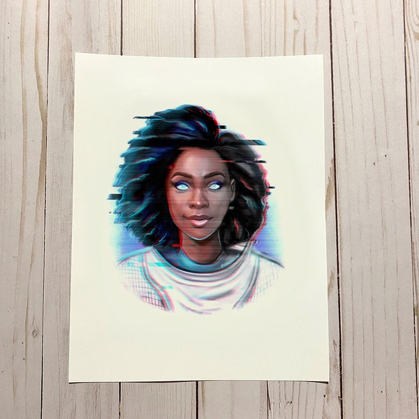 WandaVision inspired Monica Rambeau Photon Glitch print (Teyonah Parris) Marvel studios (Read Description please)