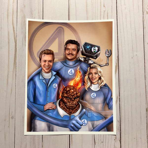 Fantastic Four Inspired art print MCU Marvel Studios Pedro Pascal Vanessa Kirby Joseph Quinn