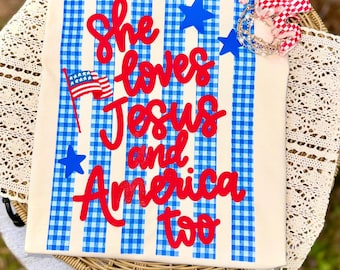 She Loves Jesus And America Too DTF Transfer | Summer DTF Print | Ready To Press