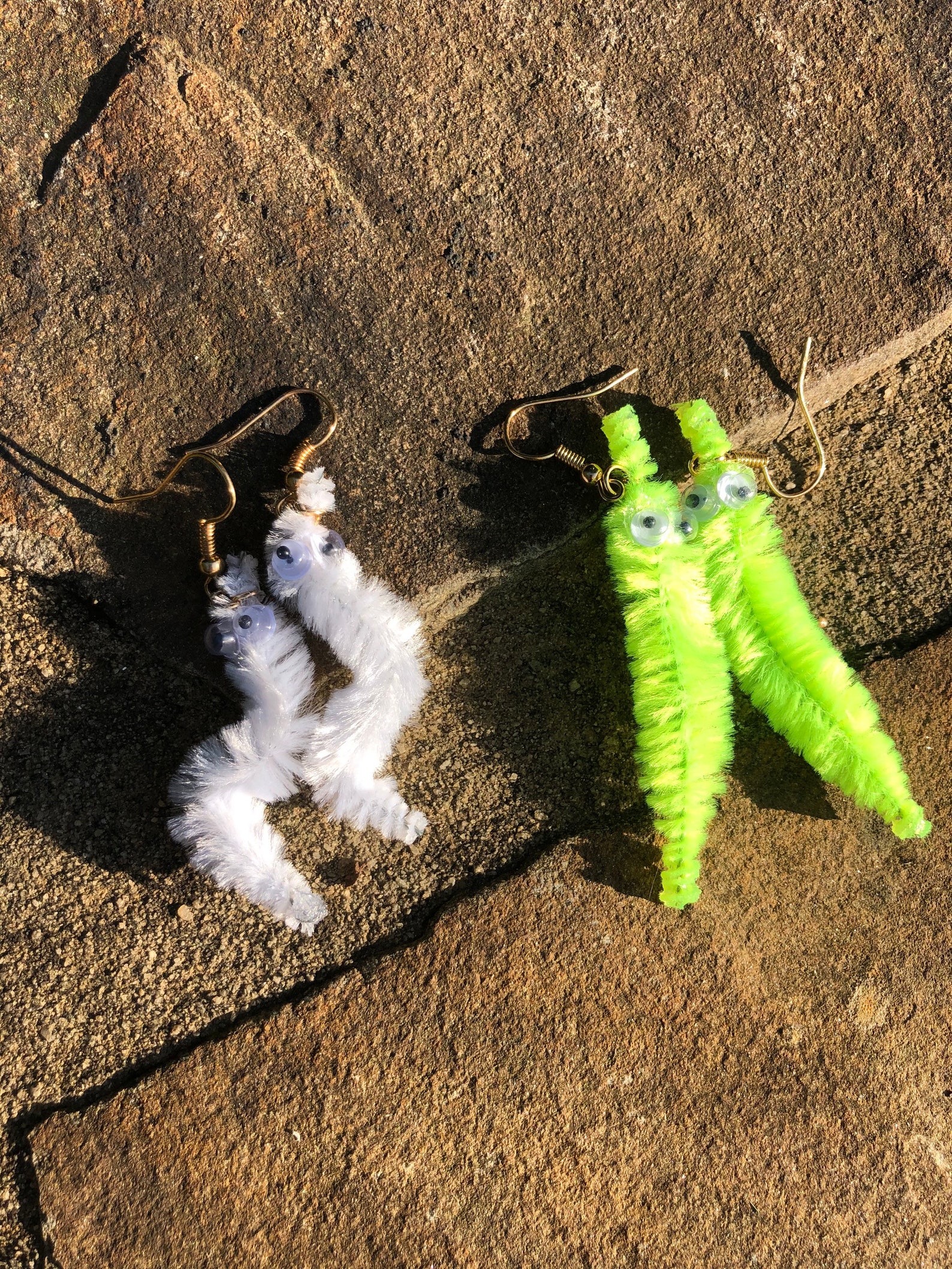 Mini Worm on a String Earrings Pipe Cleaner Chenille Stem Etsy