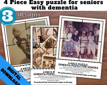 Dementia Puzzle: 4-Piece Easy Puzzle for Seniors (PDF Download)