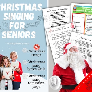 Christmas song lyrics, seniors singing, large print christmas lyrics, christmas caroling lyrics for seniors