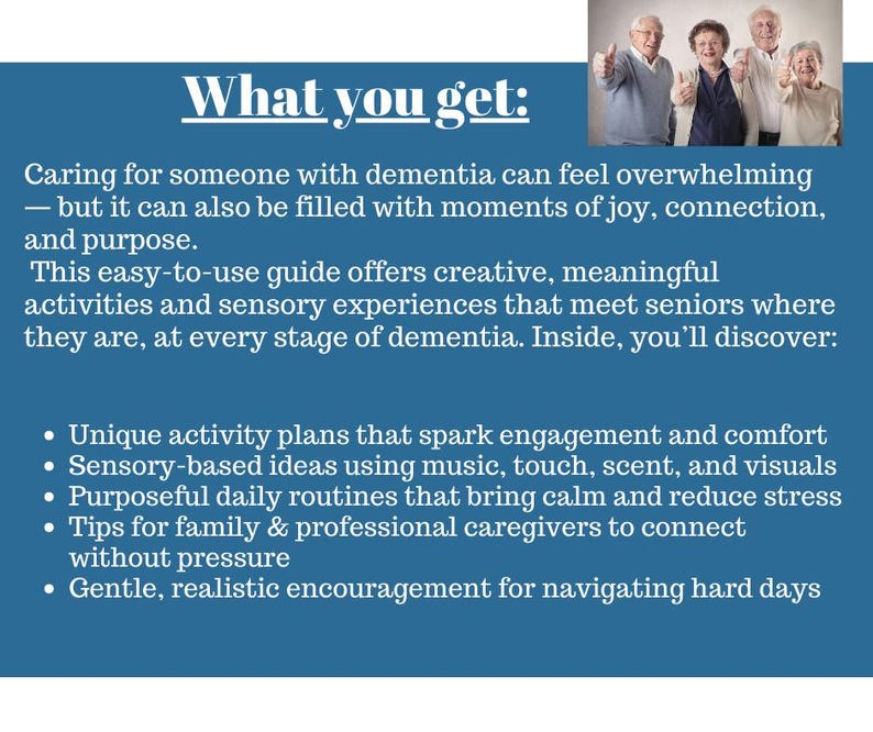 Dementia Activity Guide for Seniors: 20 Engaging Plans (PDF Ebook) - Etsy