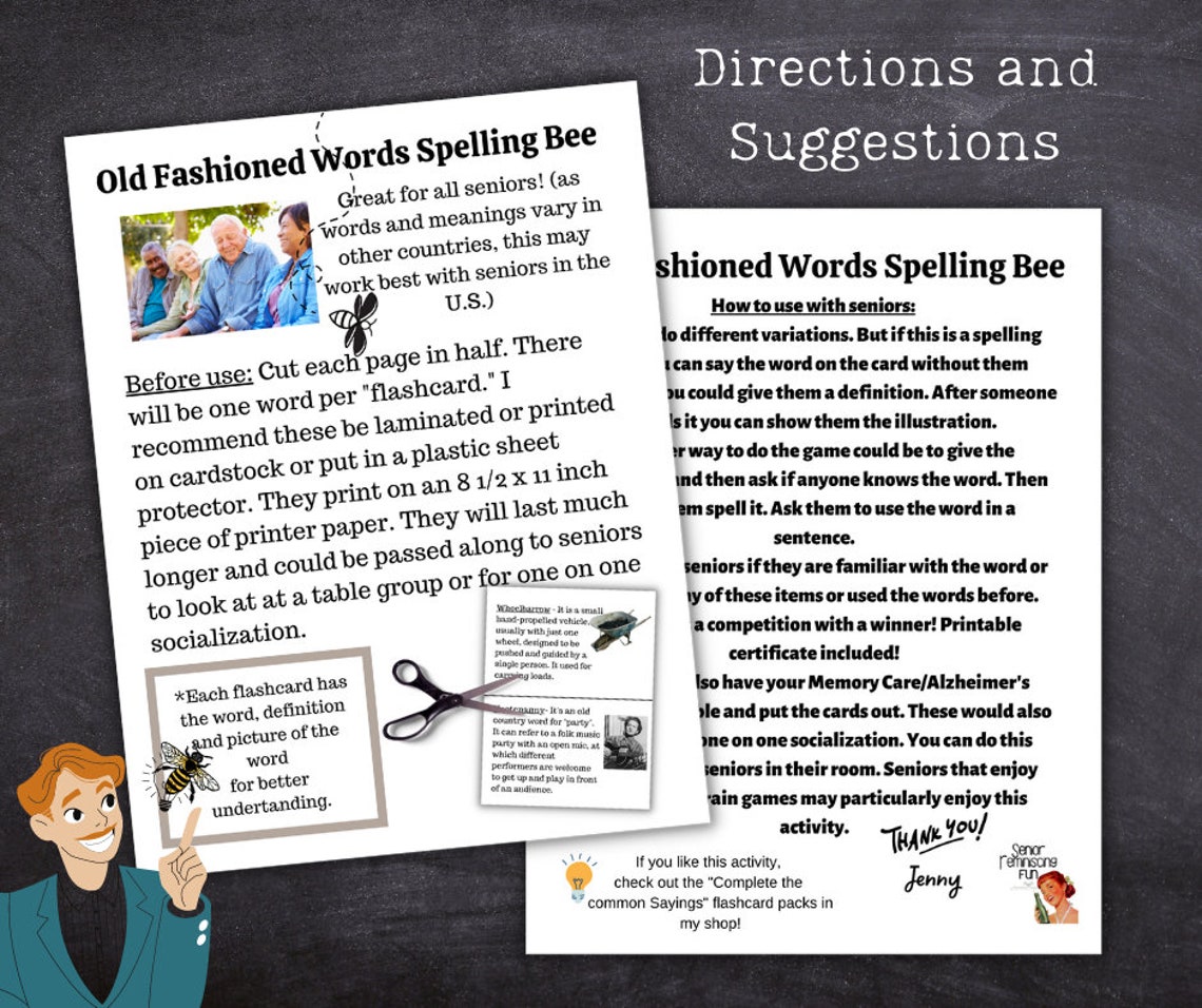 Senior Spelling Bee: Memory & Word Game (PDF Download) - Etsy