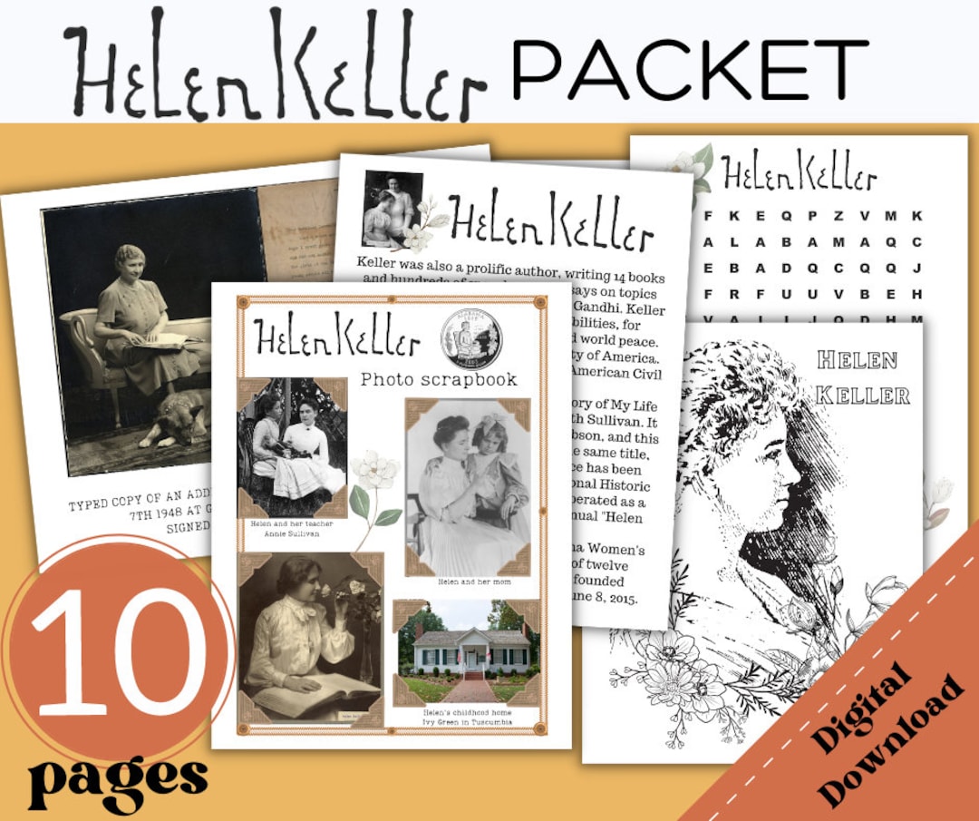 Helen Keller, Helen Keller Activity Packet, Helen Keller Biography, Helen Keller Lesson, Helen