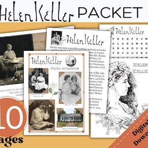 Helen Keller, Helen Keller Activity Packet, Helen Keller Biography, Helen Keller Lesson, Helen Keller Games
