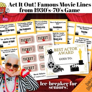 Movie Lines Ice Breaker Game for Seniors (PDF Download)