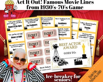 Movie Lines Ice Breaker Game for Seniors (PDF Download)