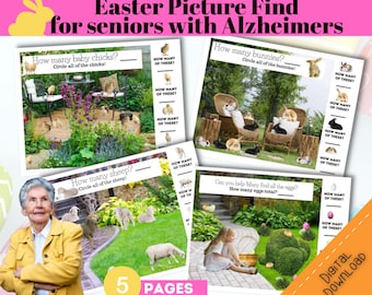 Rompecabezas de Pascua para personas mayores con Alzheimer (Descarga digital)