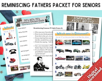 Remembering Dad, Father's Day Activity, All About Dad, Activities for Seniors, Alzheimers Activities, Downloadable