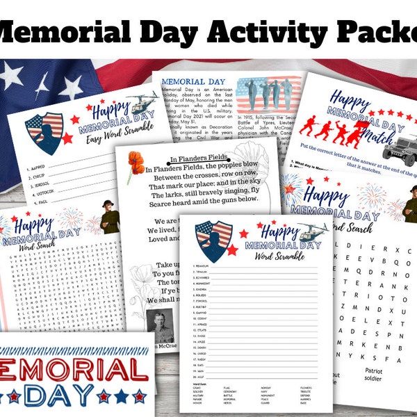 Memorial Day-spel, Memorial Day-activiteiten, Memorial Day-download, Memorial Day-puzzels, Memorial Day-woordzoeker