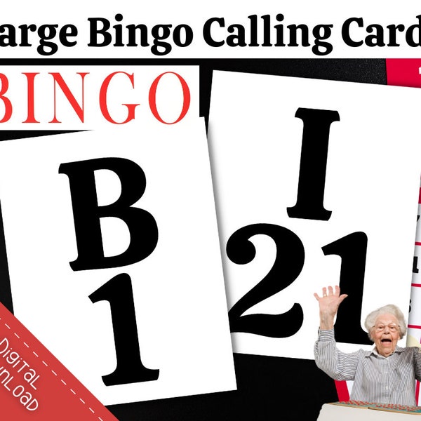 Bingo cards PNG, Bingo cards download, Bingo cards printable, Large Bingo Calling Cards, Bingo Calling Cards for Seniors