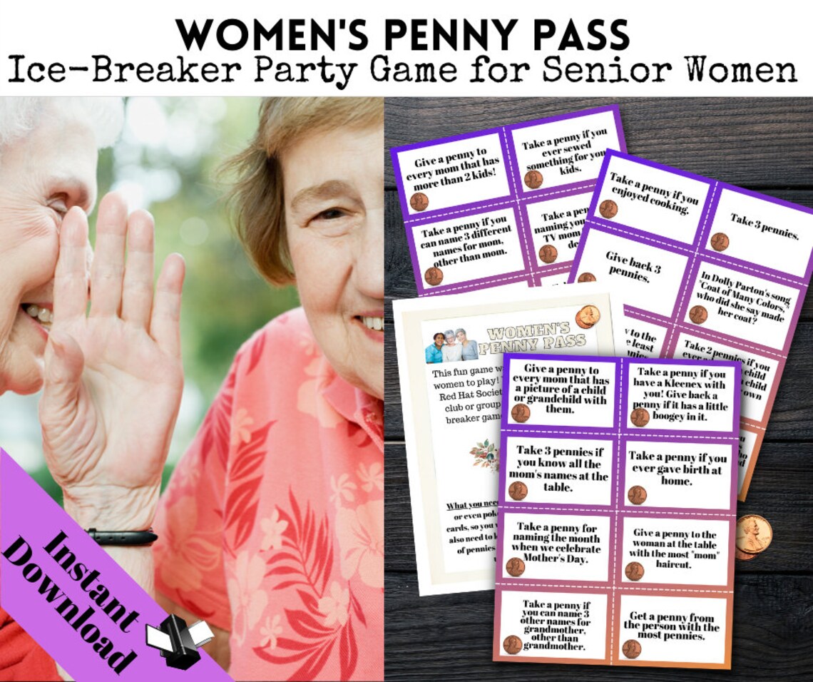 Senior Party Game Women's Group Game Printable Games for Etsy