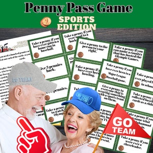 Penny Pass, reminiscing game, seniors with alzheimers, ice breaker game, seniors, memory care, dementia game. Penny Pass Sports Edition