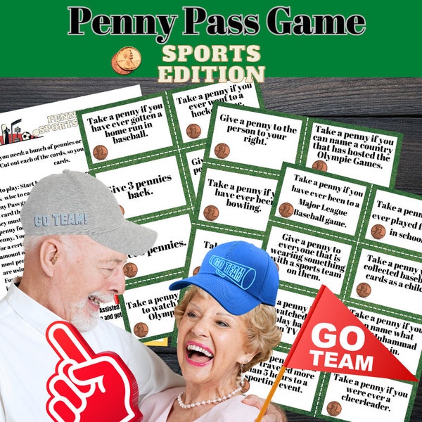 Penny Pass jeu de souvenirs pour les seniors avec la maladie d'Alzheimer jeu de brise-glace pour les seniors soins de la mémoire jeu de démence Penny Pass Sports Edition