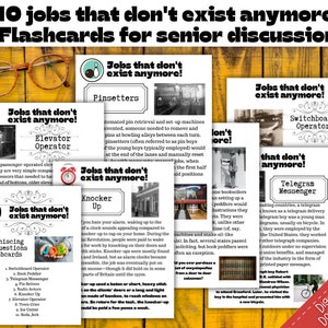 Dementia Activities: Vintage Jobs Flashcards for Seniors (PDF Pattern)