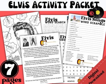 Elvis Activity Packet: Biography, Puzzles, Coloring (Digital Download)