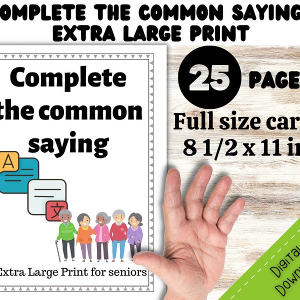 Complete the Phrase, Dementia Flashcards, Alzheimer's flashcards, Common Sayings Word Game, Nursing Home Activity, Phrases Packet