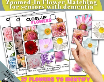 Dementia Activities, Brain Games, Memory Care, Matching Games, Matching Activities, Matching Printable, Flower Activity