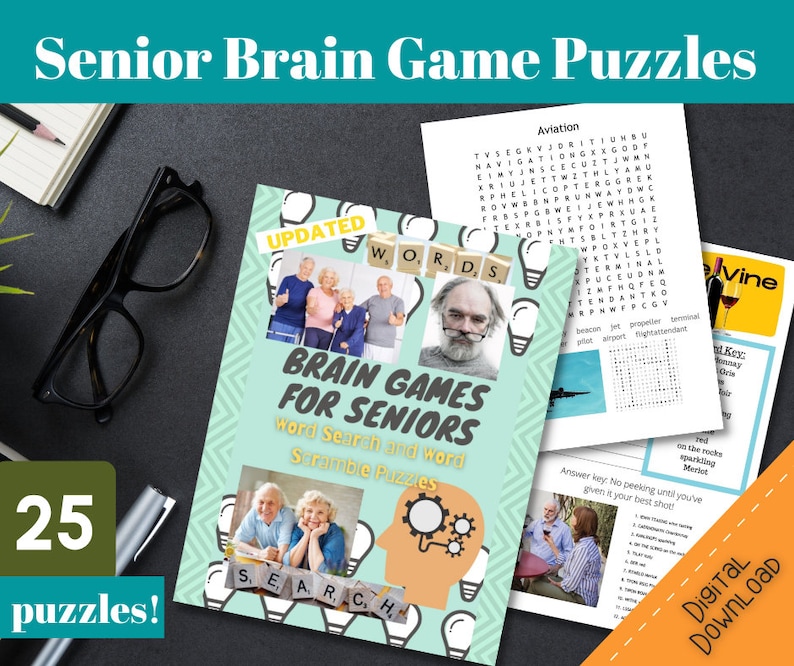 Senior Word Puzzles, Word Scramble, Alzheimer's Puzzle, Activity Director, Brain Game image 1