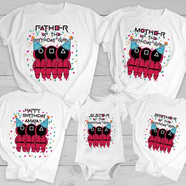 Squid Games Birthday Shirt - Squid Games SHIRT, Family, kids or adult shirts, custom party tees /  tshirts