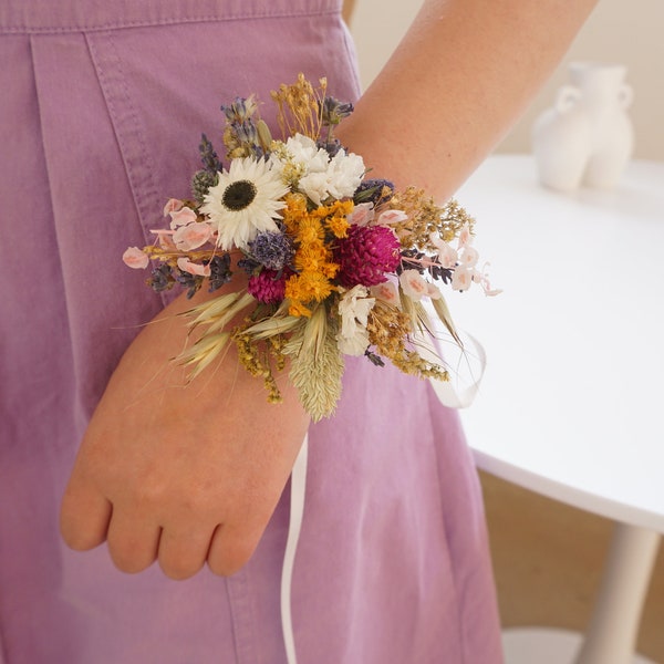 White Rose Wrist Corsage Dried Flower Corsage