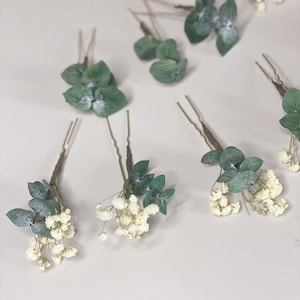 Baby's Breath with Leaf Eucalyptus Hair Pin Eucalyptus Bridal Hair Pins Flower Bridal Flower Girl Bridesmaid Hair Accessories image 4