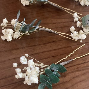 Baby's Breath with Leaf Eucalyptus Hair Pin Eucalyptus Bridal Hair Pins Flower Bridal Flower Girl Bridesmaid Hair Accessories image 2