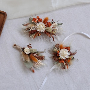 Daisy dried flower mixed bridal hair accessories/ Bohemian wedding hair accessories/Dry flower hair comb/Dried wildflowers hair comb