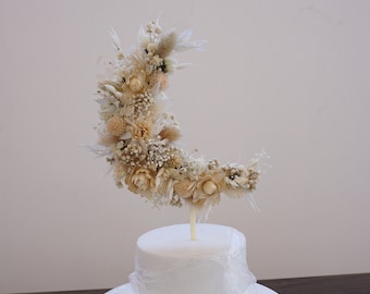 Mond Getrocknete Blume Boho Hochzeitstorte Topper