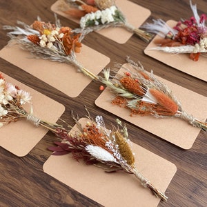 Rust, Terracotta Set Mini Dried Flower Bouquets with Card Small Bottle Arrangements Table Decorations Letter Box Gifts image 2